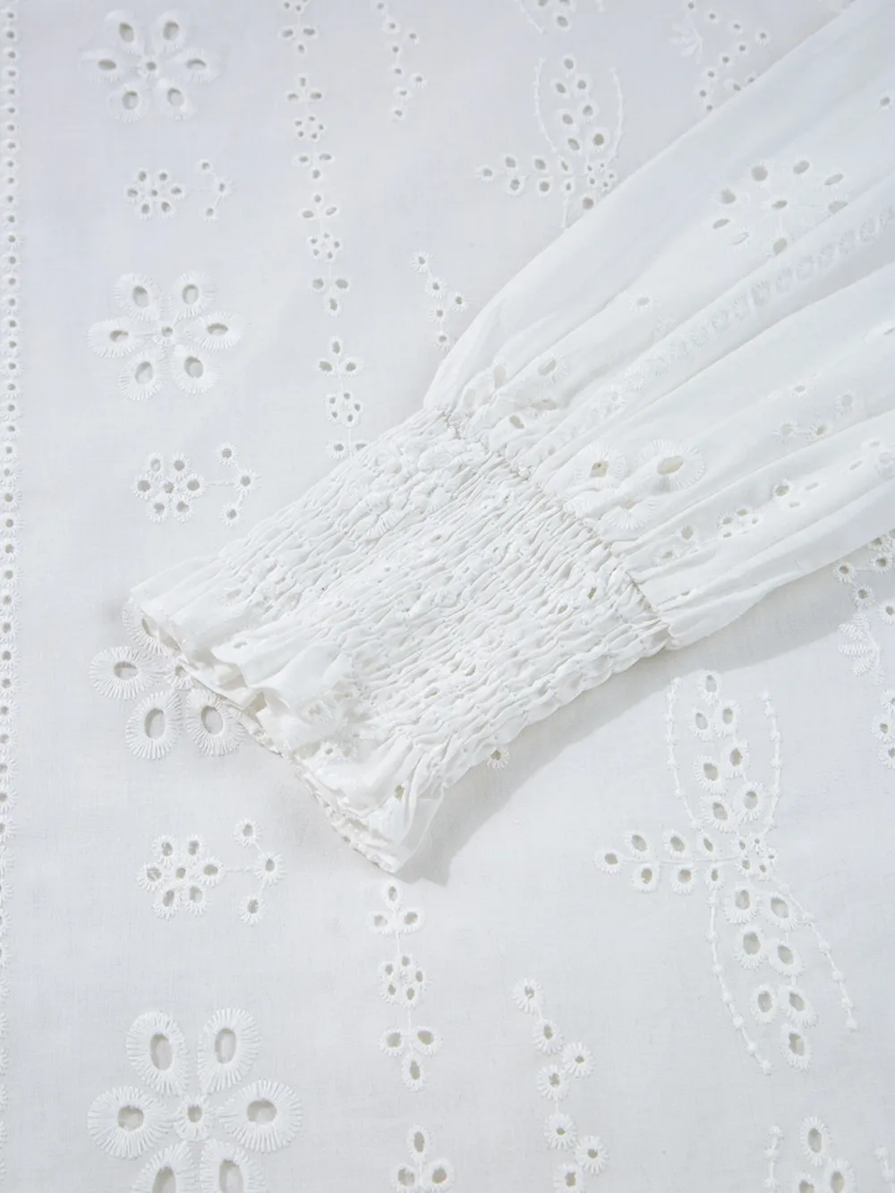Eyelet Long Sleeve Blouse with Elastic Cuffs, image 2