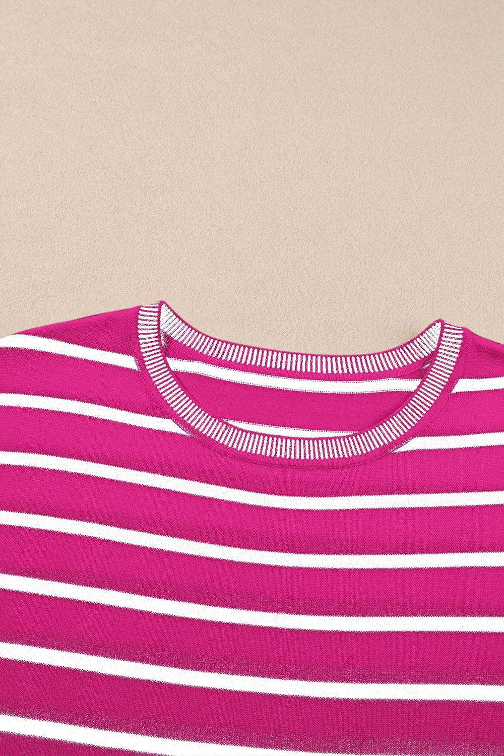 Striped Short Sleeve Knit Top, image 2