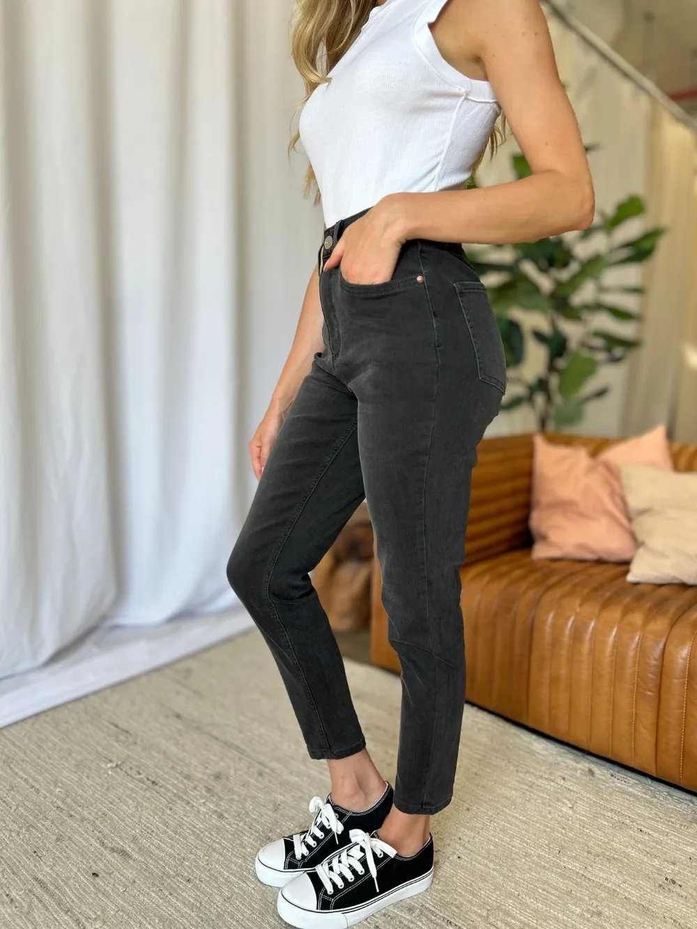 Full Size High Rise Tummy Control Skinny Jeans, image 2