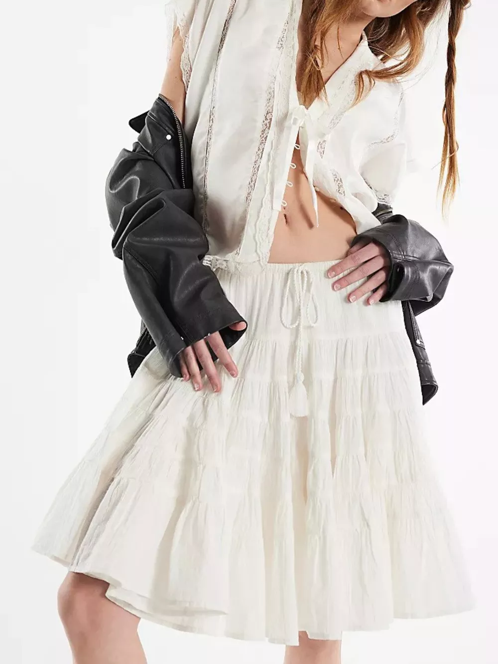 Tiered Drawstring Mini Skirt, image 17
