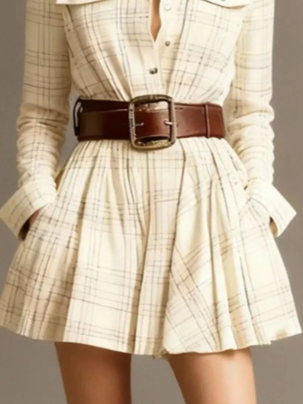 Plaid Long Sleeve Shirt Dress, image 5