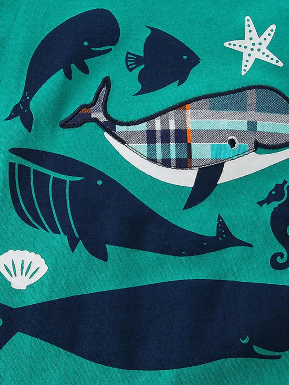 Children's Whale Print Tee and Plaid Shorts Set, image 2