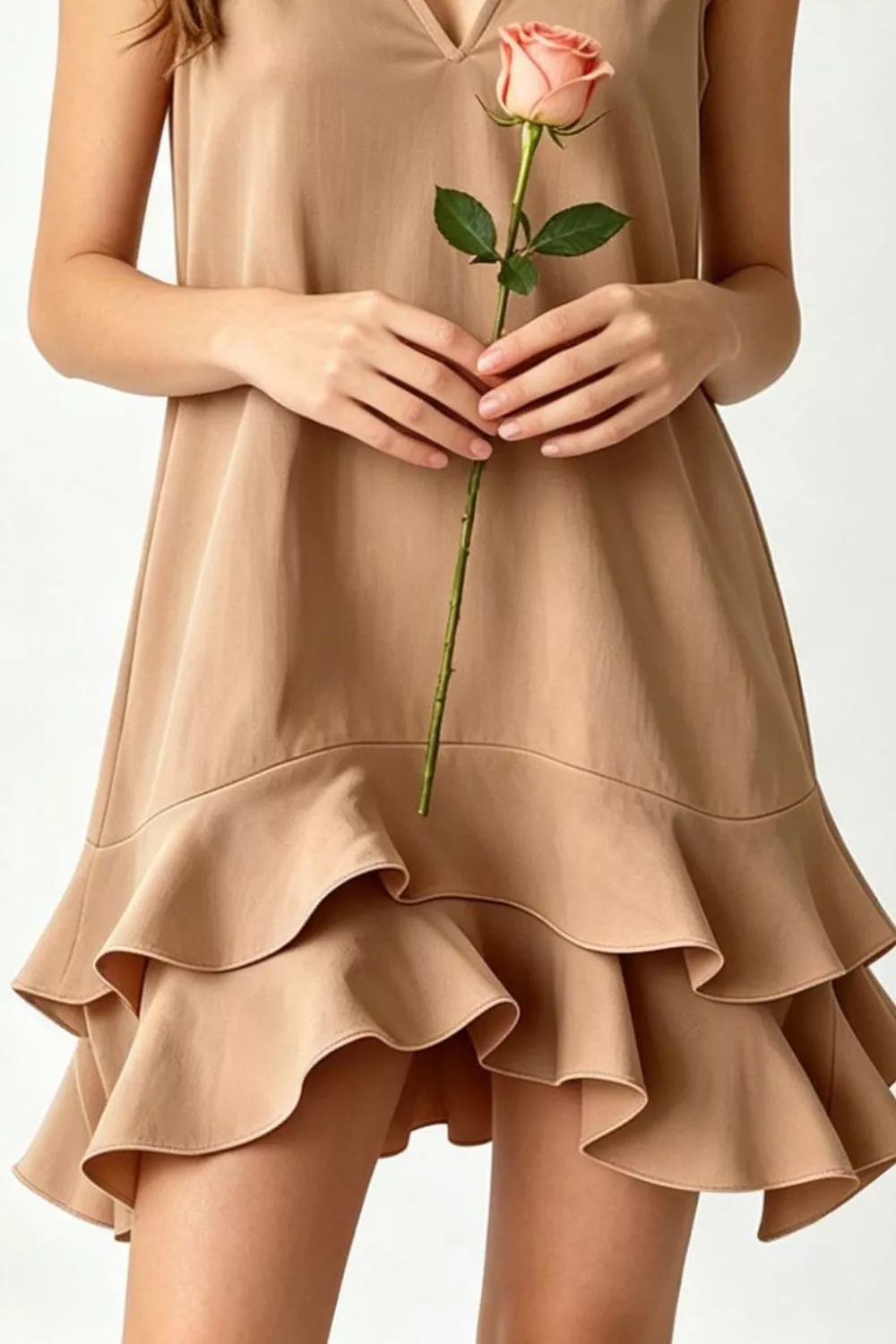 Full Size Sleeveless V-Neck Ruffle Hem Mini Dress Plus Size, image 4