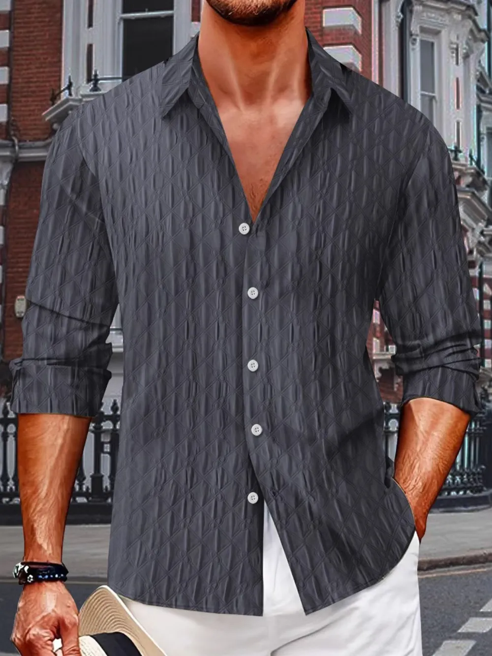 Men's Full Size Button Up Long Sleeve Shirt Plus Size, image 2