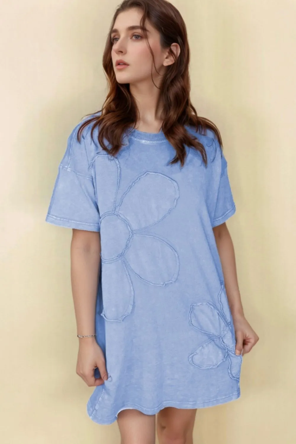 Floral Round Neck Short Sleeve T-Shirt Dress, image 2