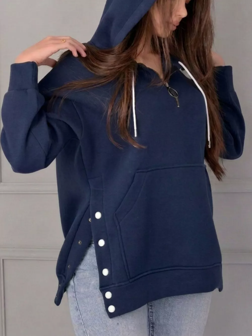 Side Snap Quarter-Zip Hoodie, image 6