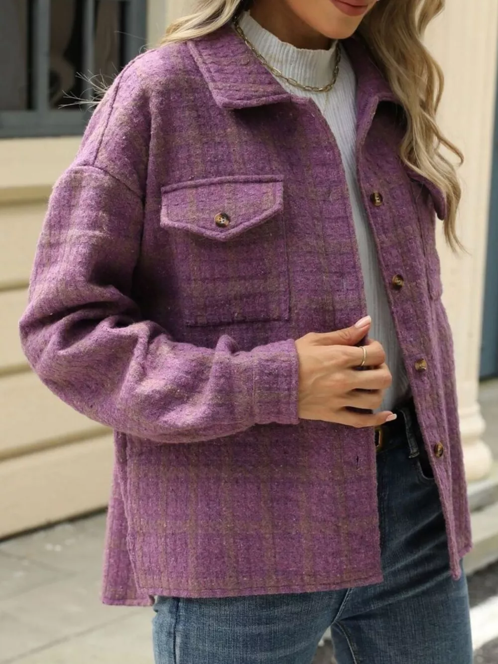 Plaid Button Up Long Sleeve Jacket, image 19