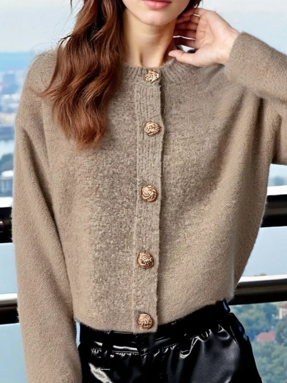 Button-Up Drop Shoulder Cardigan, image 2