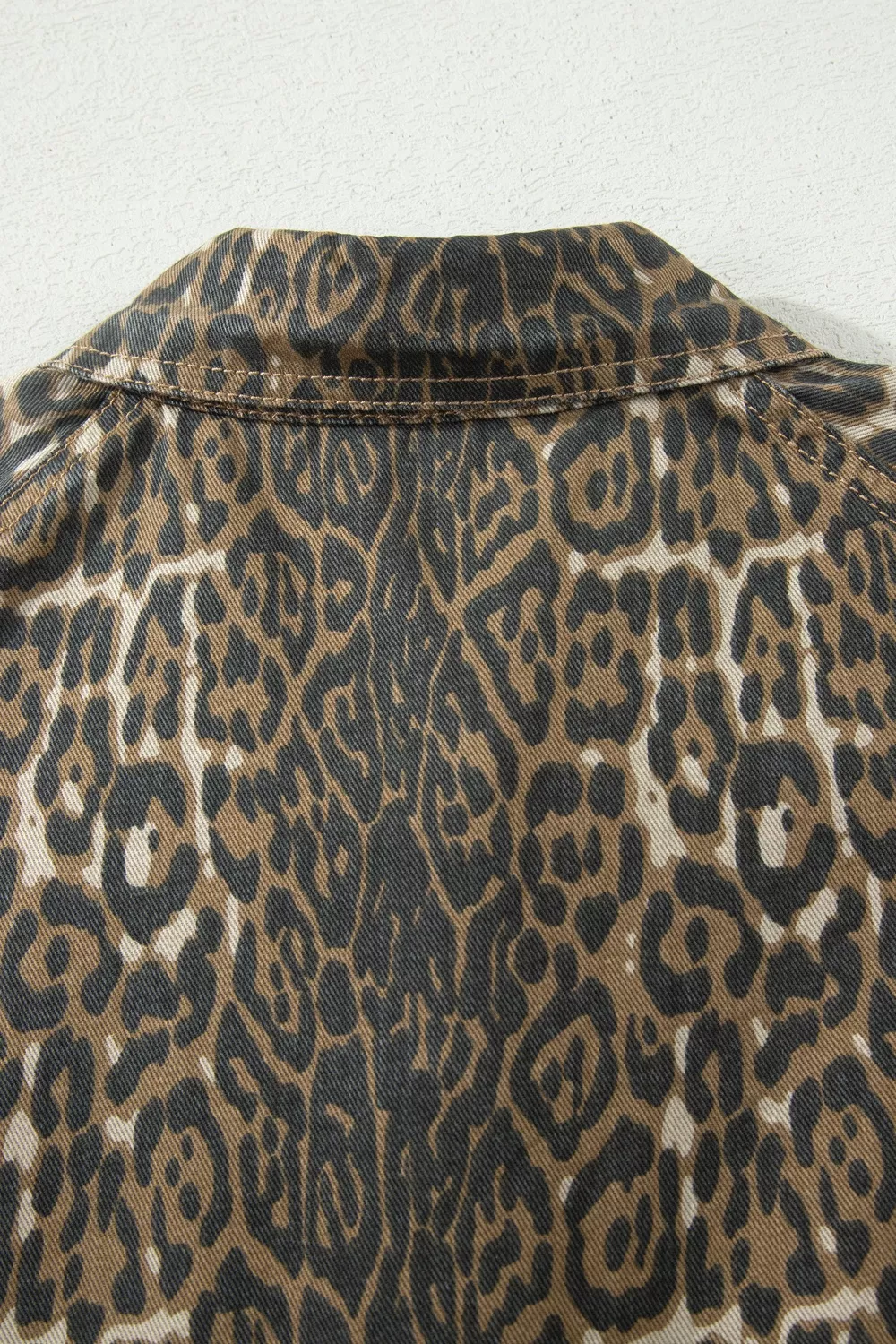 Leopard Print Puff Sleeve Denim Dress, image 4
