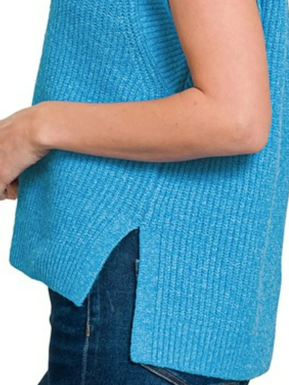 Oversized Sweater Vest with Side Slit, image 3