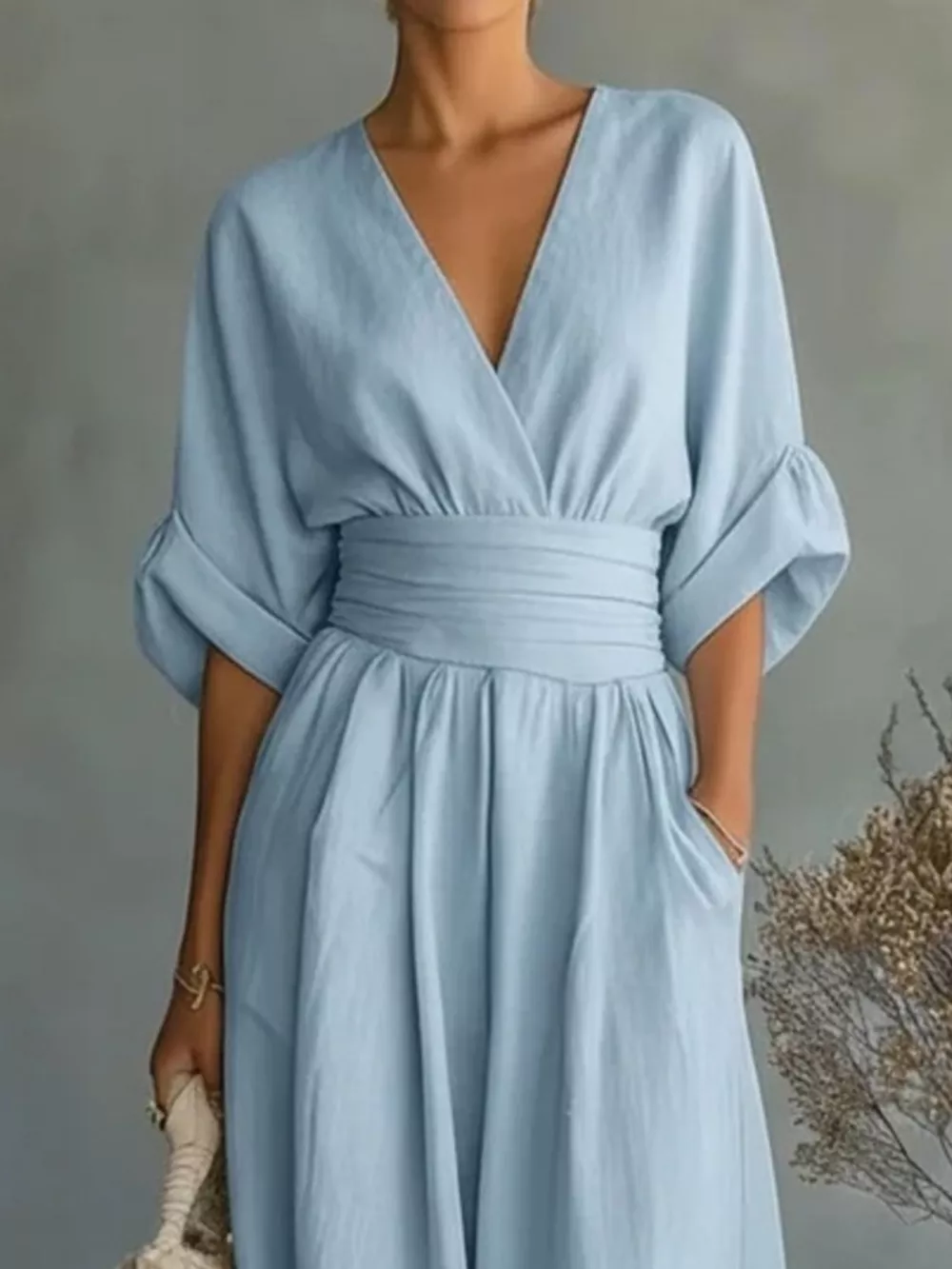 Full Size Half Sleeve Wide Leg Jumpsuit Plus Size, image 2