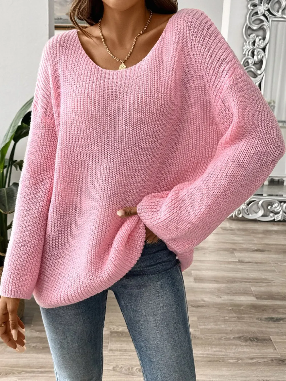 Round Neck Long Sleeve Sweater, image 2