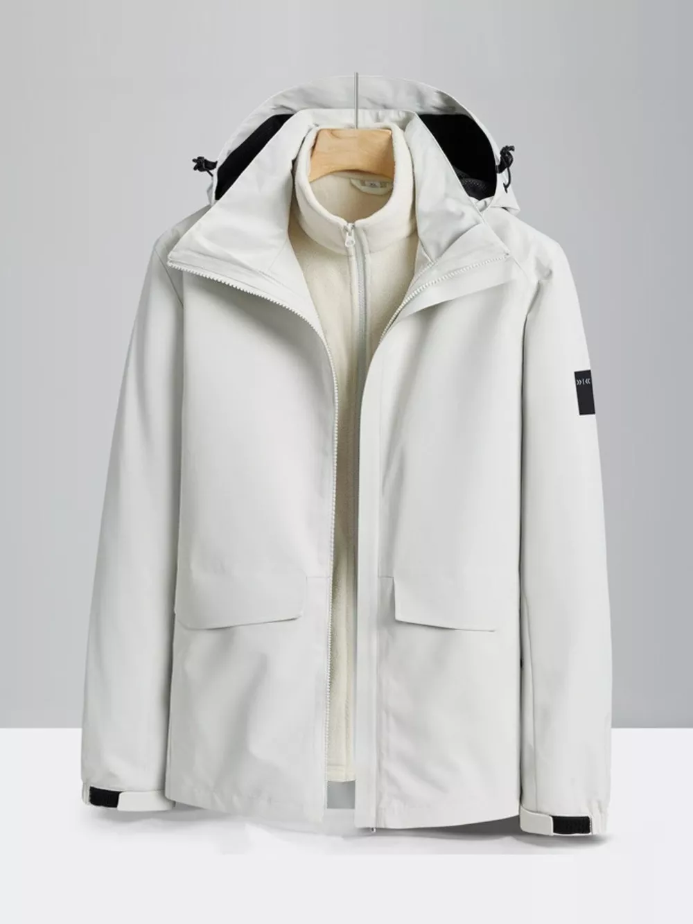 Men's Plus Size Zip Up Waterproof Hooded Jacket, image 5