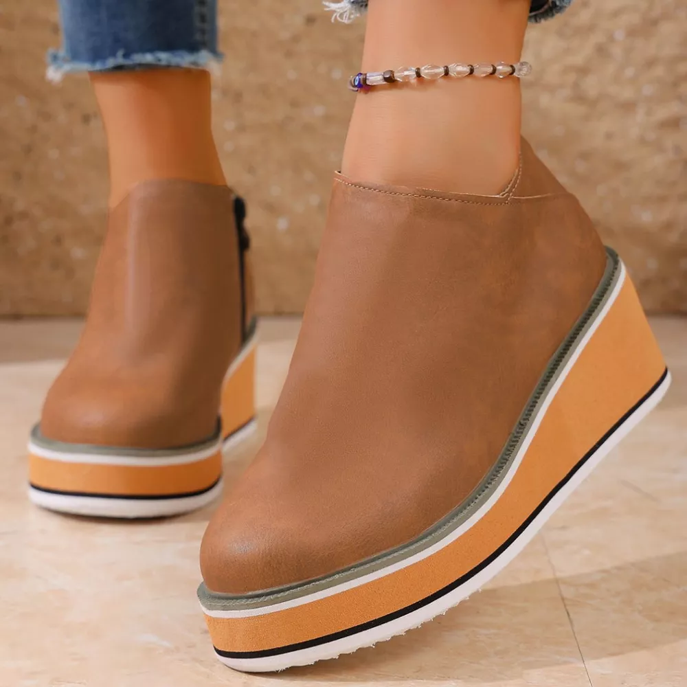 Round Toe Wedge Ankle Boots, image 2