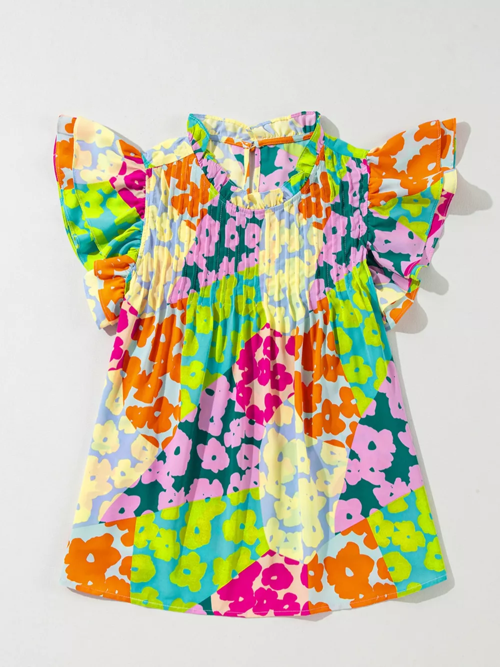 Printed Ruffled Cap Sleeve Blouse, image 2