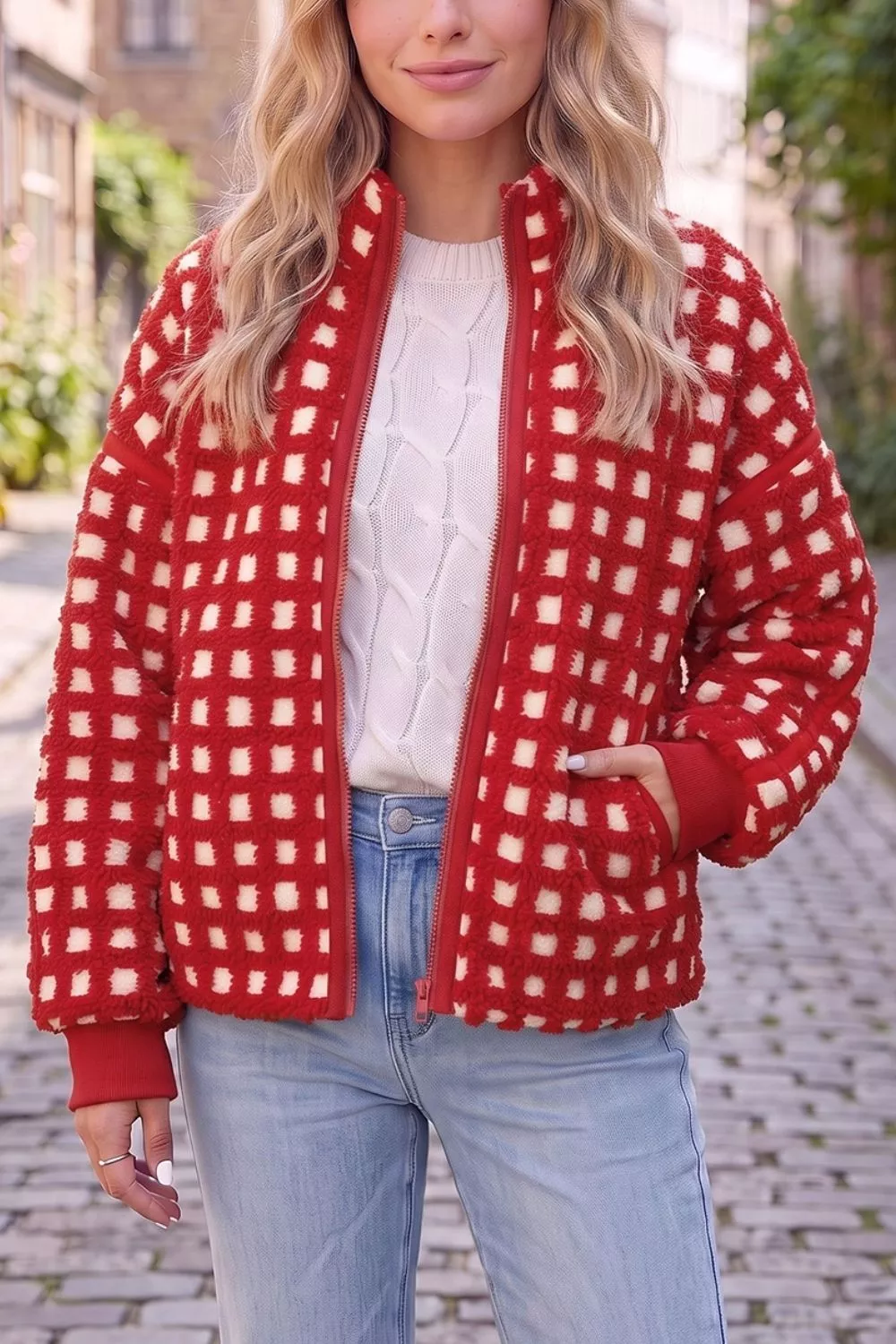 Plaid Zip-Up Long Sleeve Outerwear, image 2