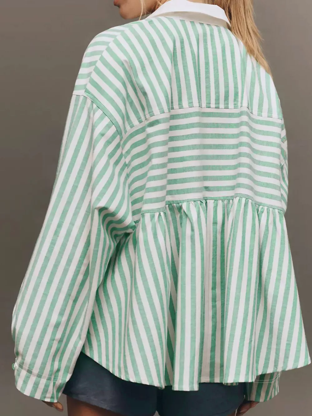 Stripe Half Zip Long Sleeve Swing Top, image 2