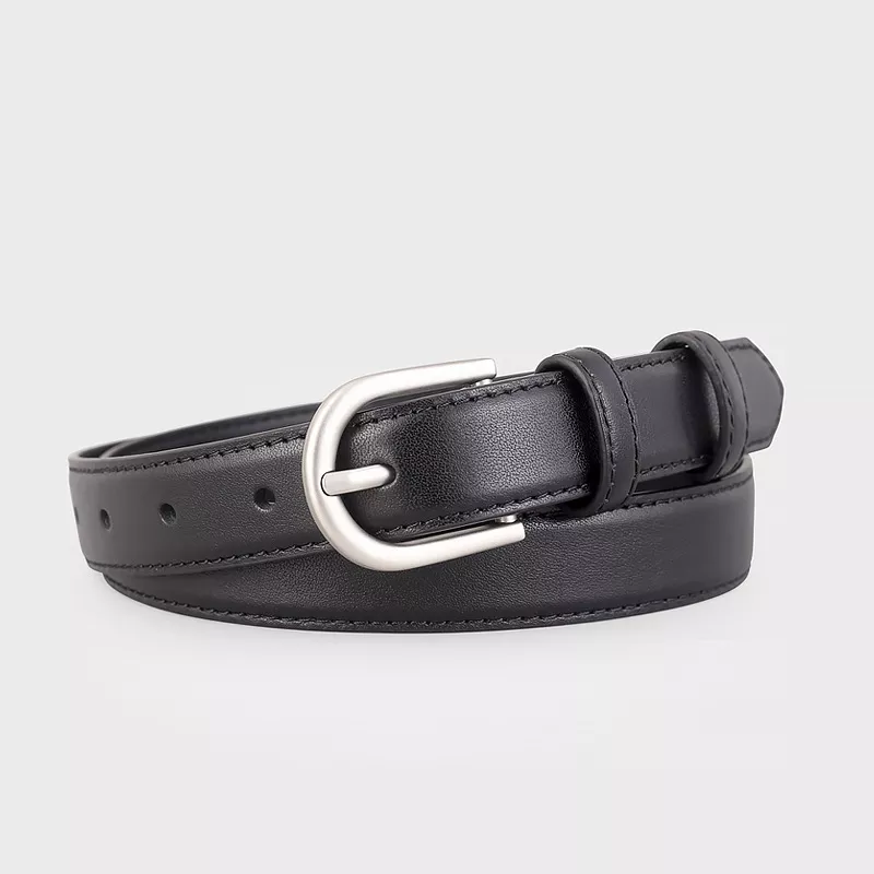 Leather Belt with Silver Buckle