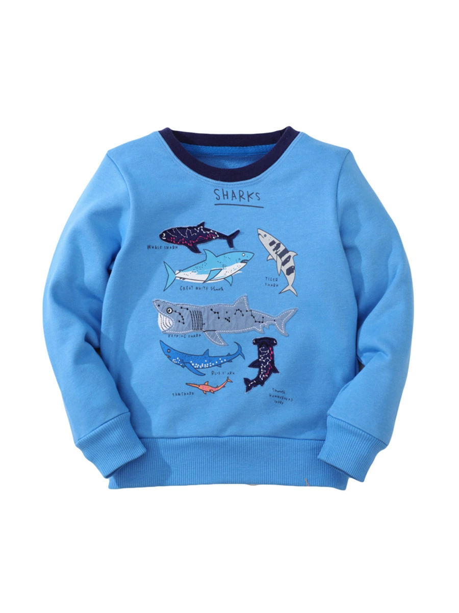 Children's Shark Print Crew Neck Sweatshirt, image 2
