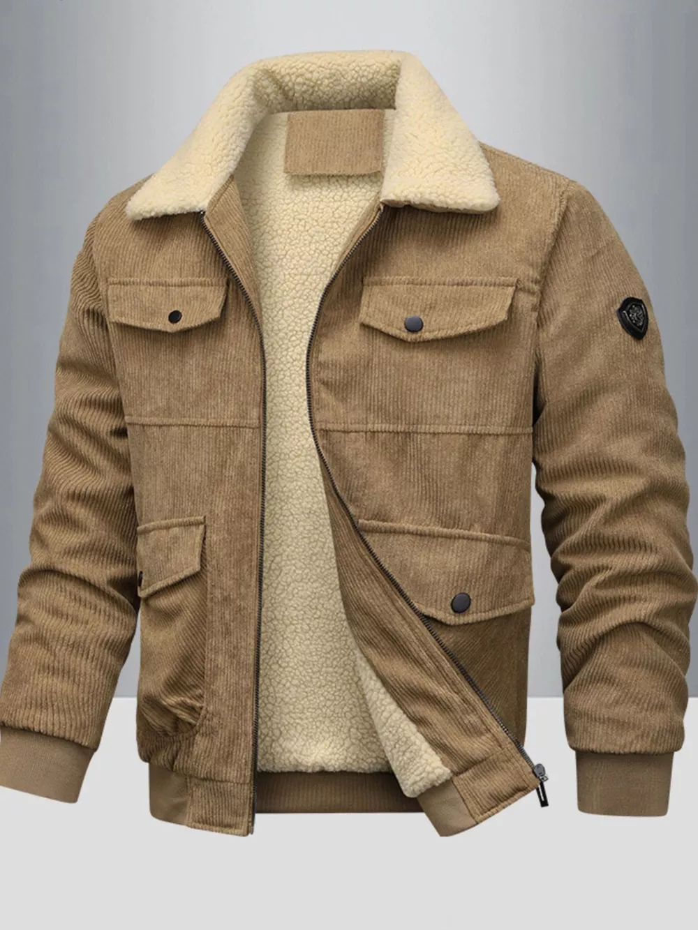 Men's Full Size Corduroy Sherpa Lined Winter Jacket Plus Size, image 5