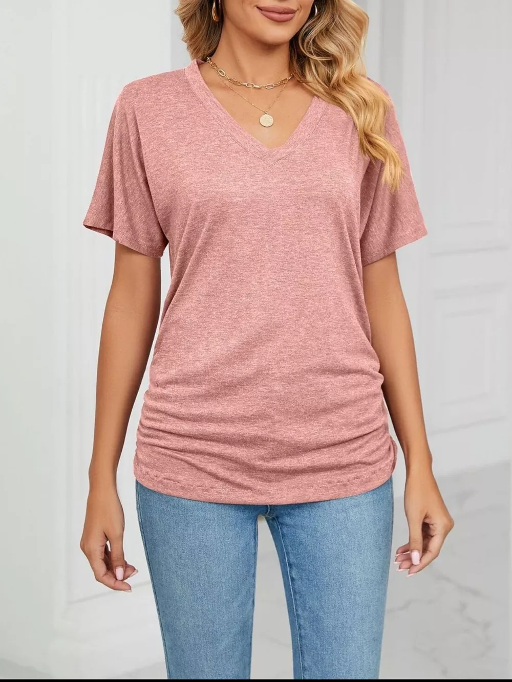 Casual V-Neck Short Sleeve T-Shirt, image 29