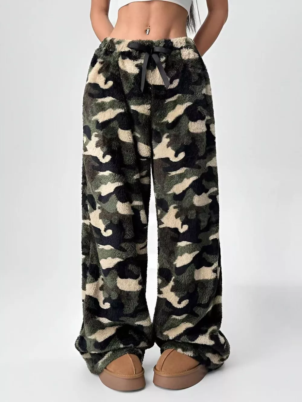 Leopard Wide Leg Plush Pants, image 2