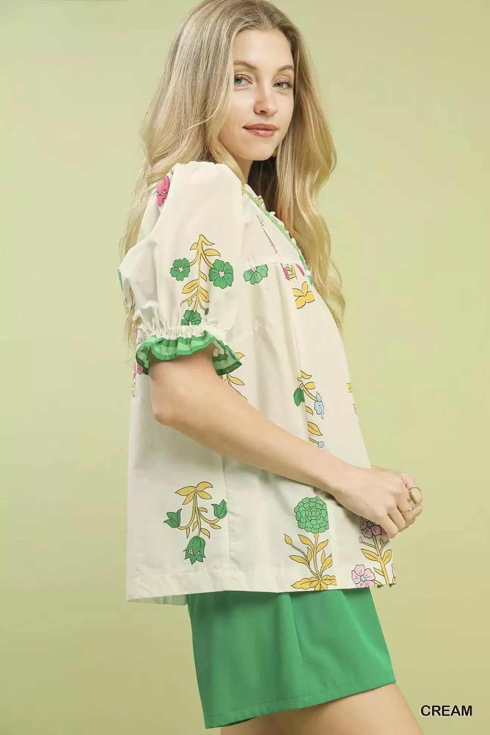 Petal Parade Print Button-Down Blouse, image 3