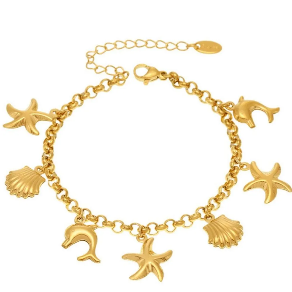 18K Gold-Plated Sea Shell Charm Bracelet, image 4