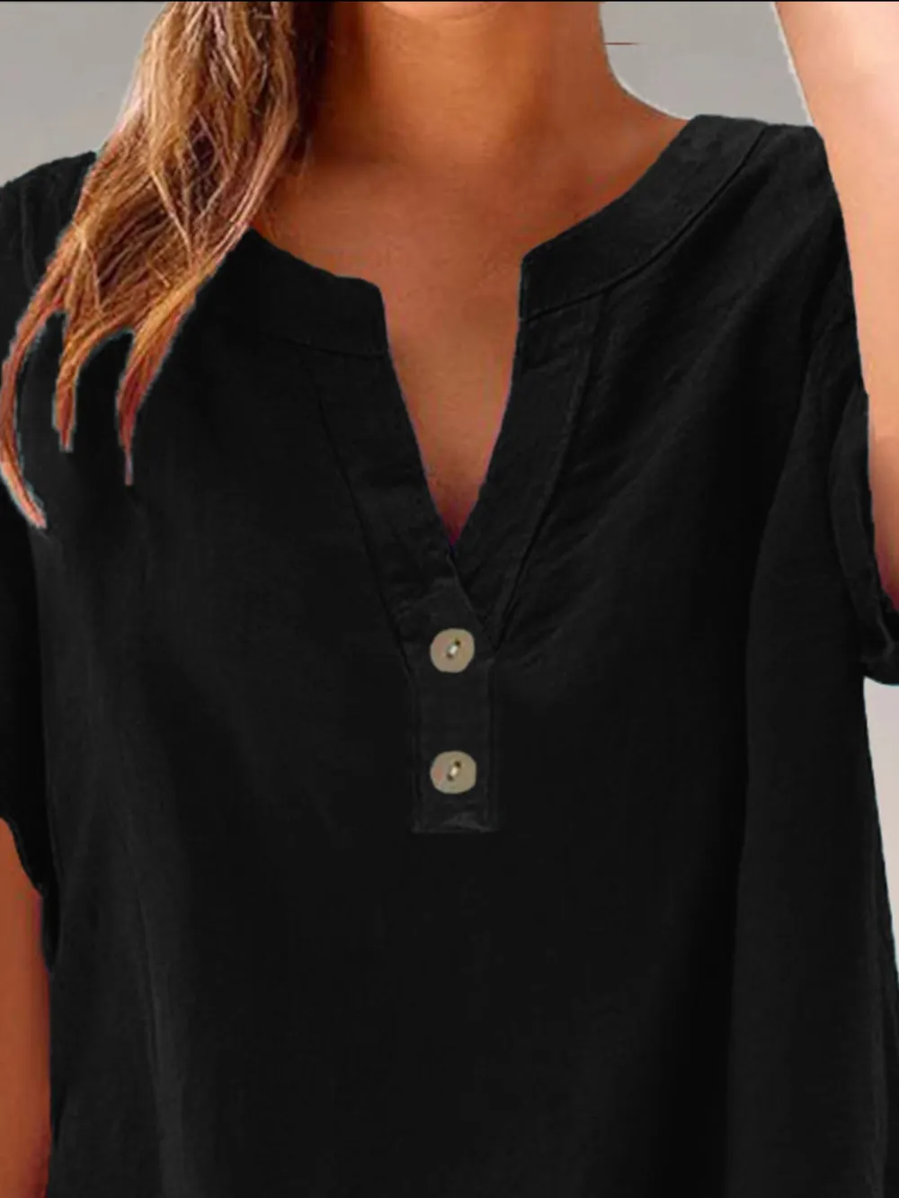 Full Size Notched Short Sleeve Blouse Plus Size, image 11