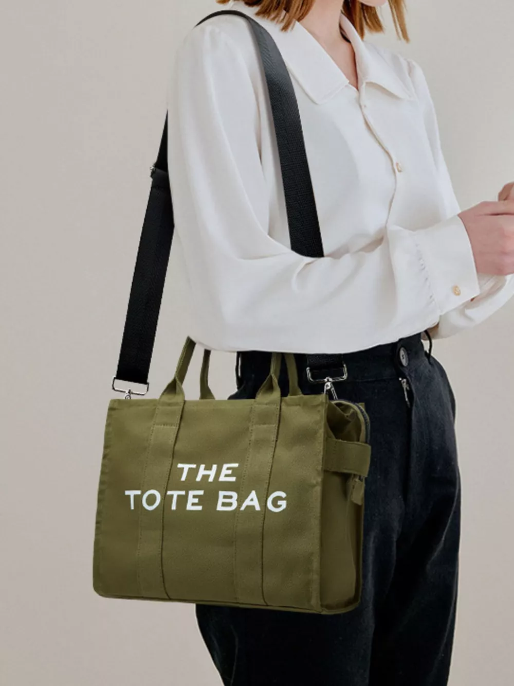 Letter Graphic Canvas Handbag, image 3