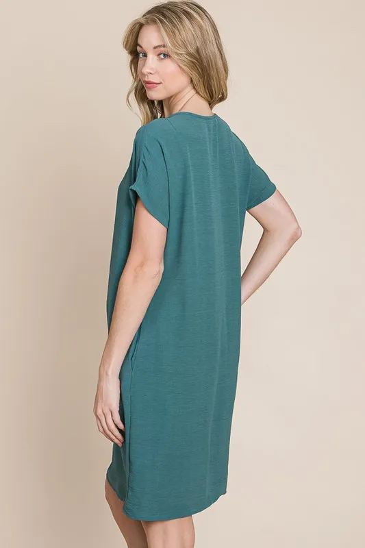 V-Neck Short Sleeve Dress with Pockets, image 2