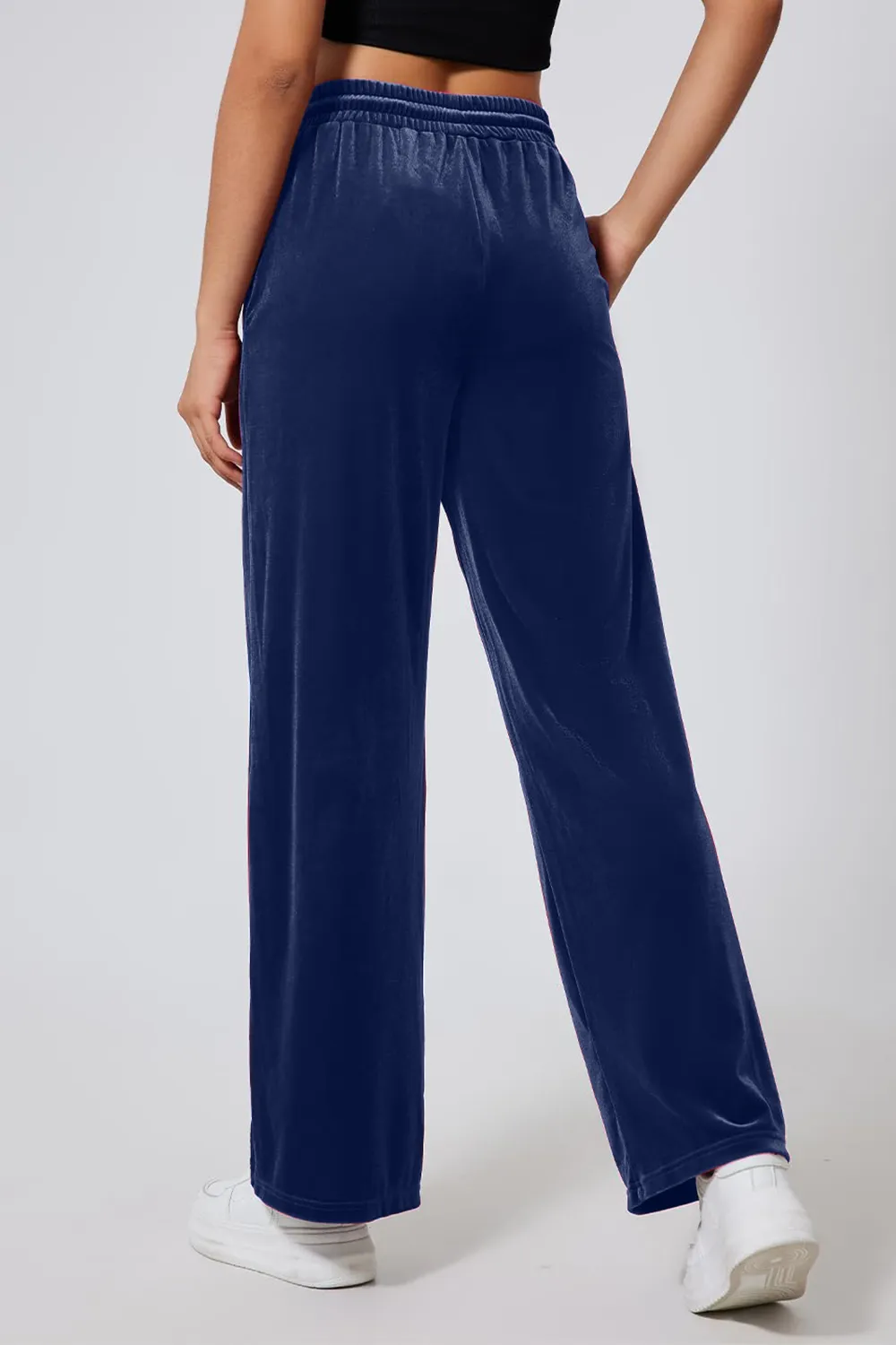 Drawstring Elastic Waist Straight Leg Pants, image 9