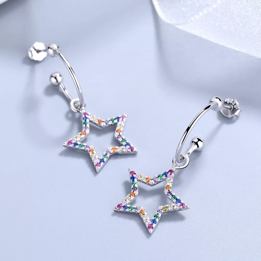 Star C-Hoop Dangle Earrings, image 6