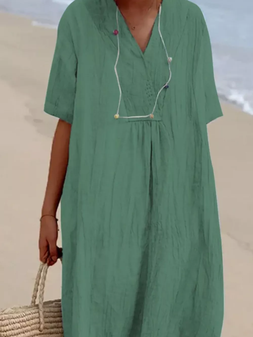 Casual Loose Short Sleeve Midi Dress, image 2