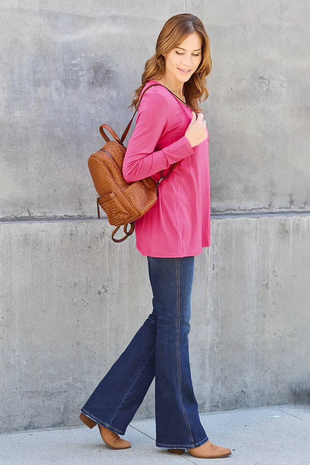 Full Size V-Neck Long Sleeve Top, image 2
