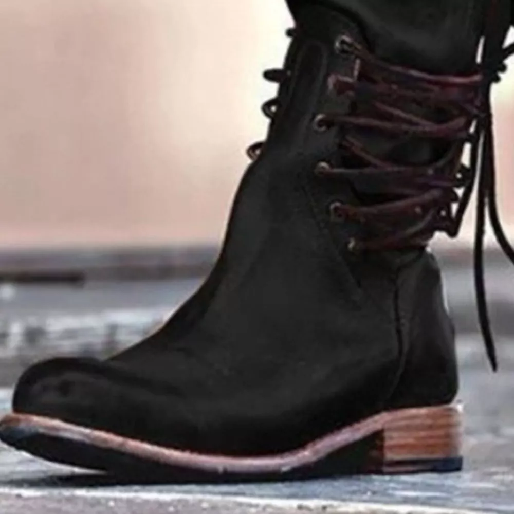 Lace Up Block Heels Boots, image 2