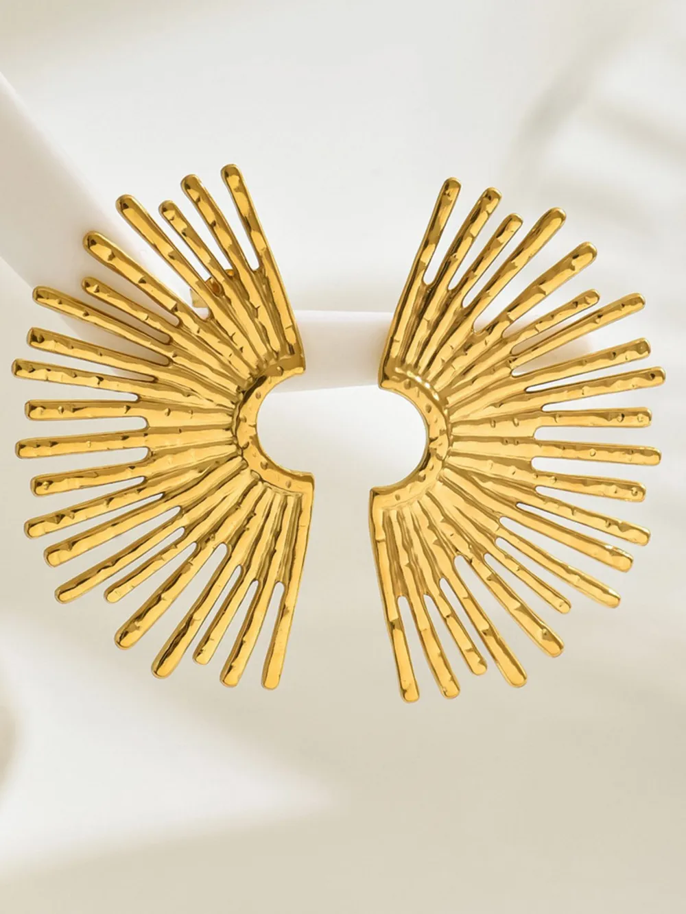 18K Gold-Plated Stainless Steel Sunburst Earrings, image 3