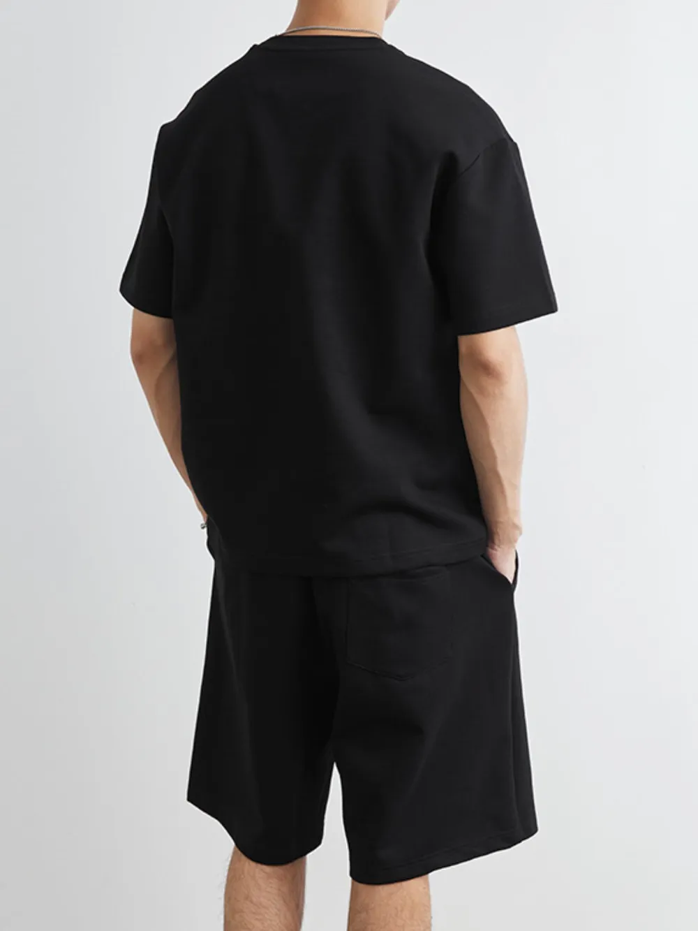 Men's Plus Size Round Neck Short Sleeve Top and Shorts Set, image 9