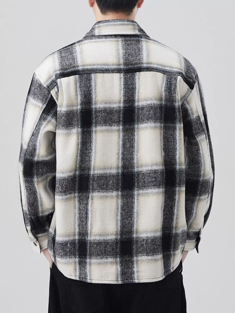 Men's Plaid Button Up Long Sleeve Shirt, image 6