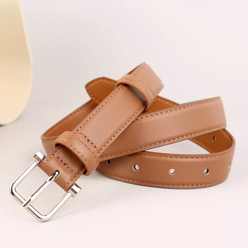 Silver Buckle Leather Belt, image 3