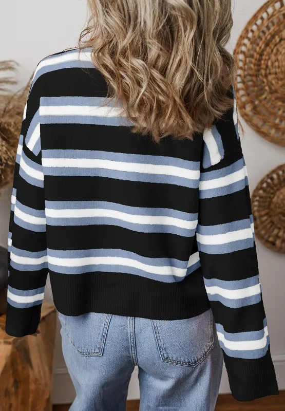 Striped Button Down Long Sleeve Cardigan, image 8