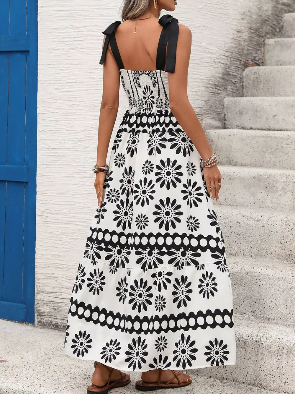 Floral Print Tie Strap Casual Maxi Dress, image 2