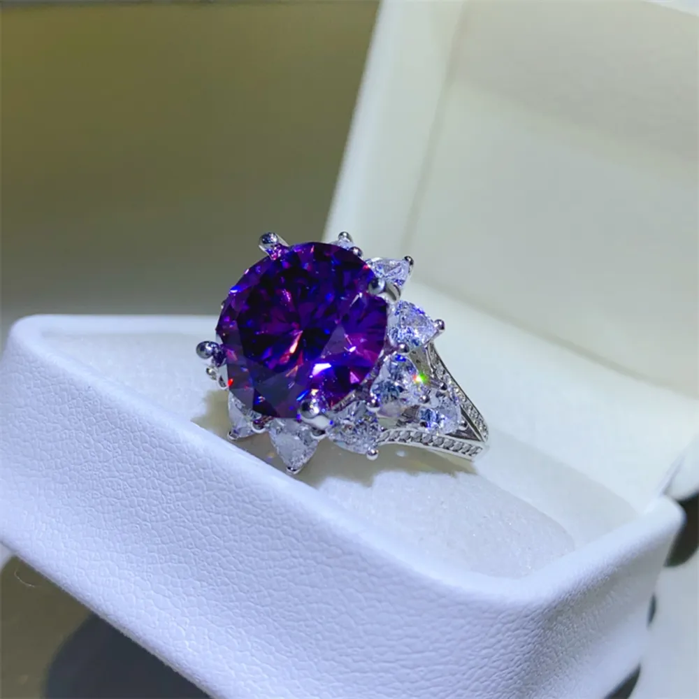 10 Carat Moissanite 925 Sterling Silver Flower Shape Ring, image 3