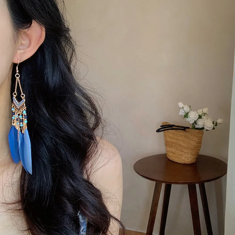 Alloy Rice Bead Dangle Earrings, image 3