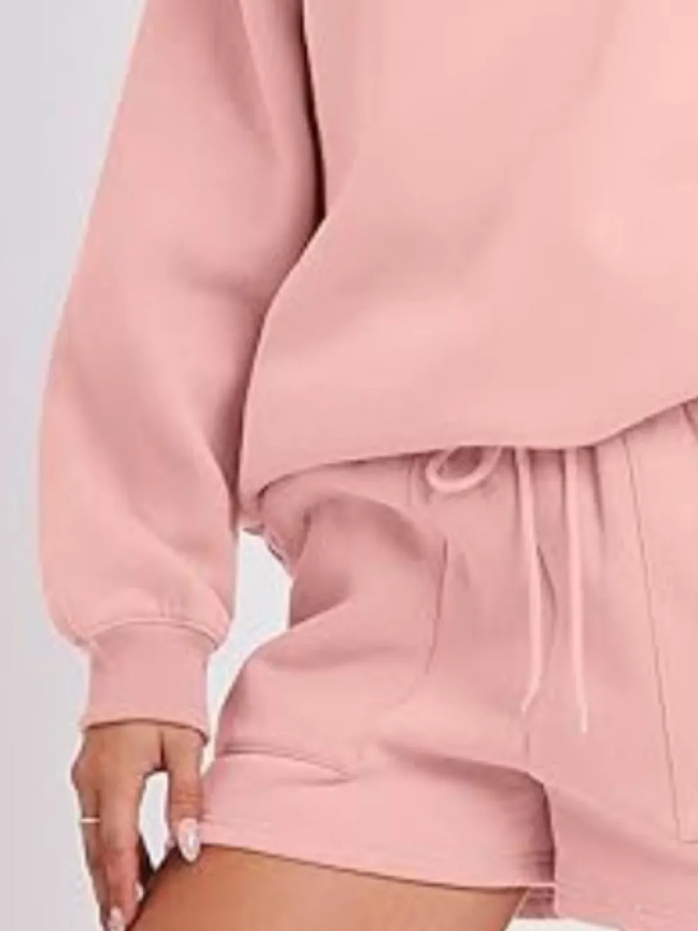 Round Neck Dropped Shoulder Top and Drawstring Shorts Set, image 30