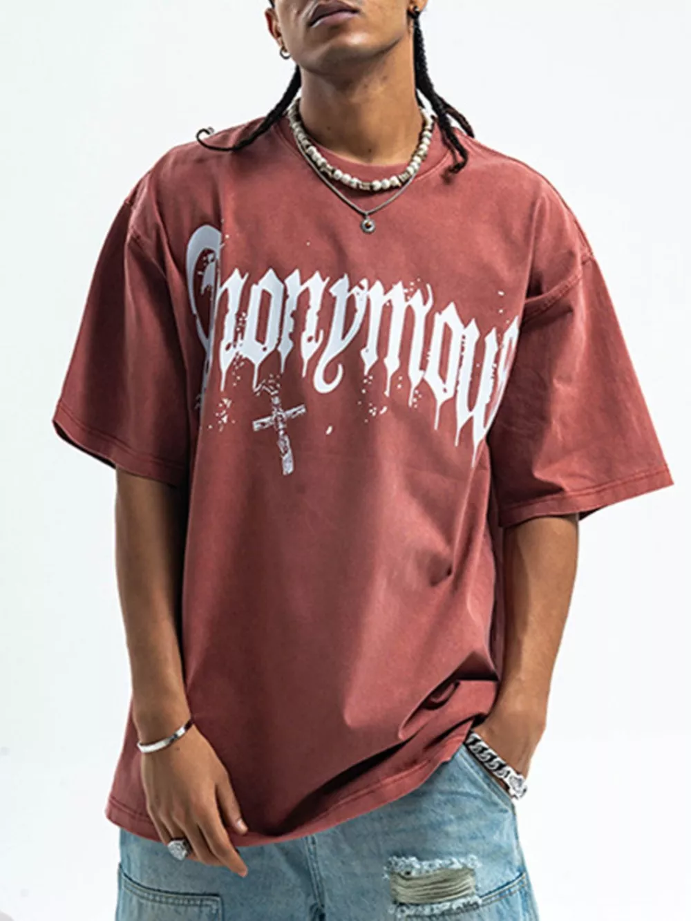 Men's Letter Round Neck Half Sleeve T-Shirt, image 2