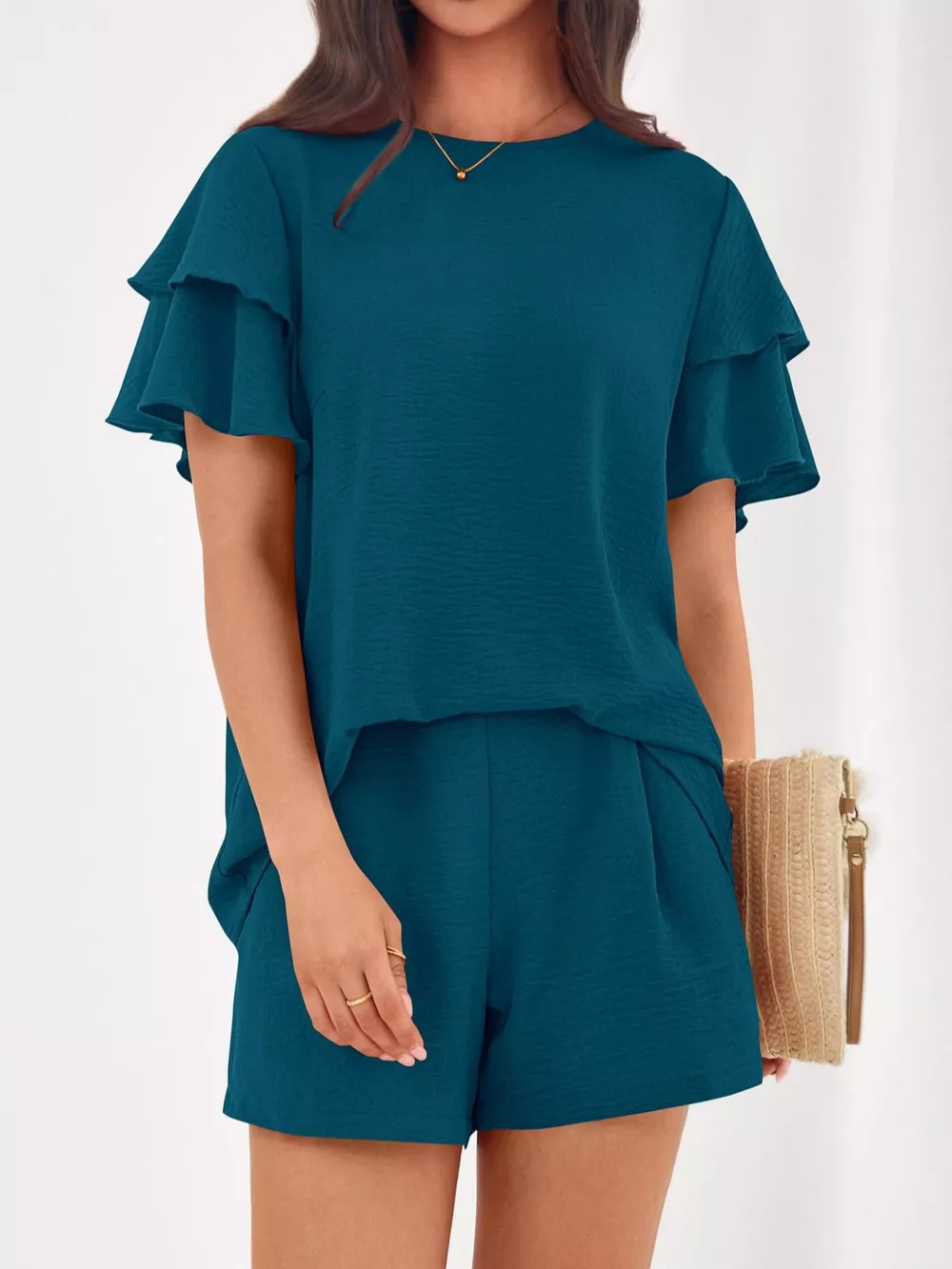Ruffle Sleeve Top and Shorts Two-Piece Set, image 14