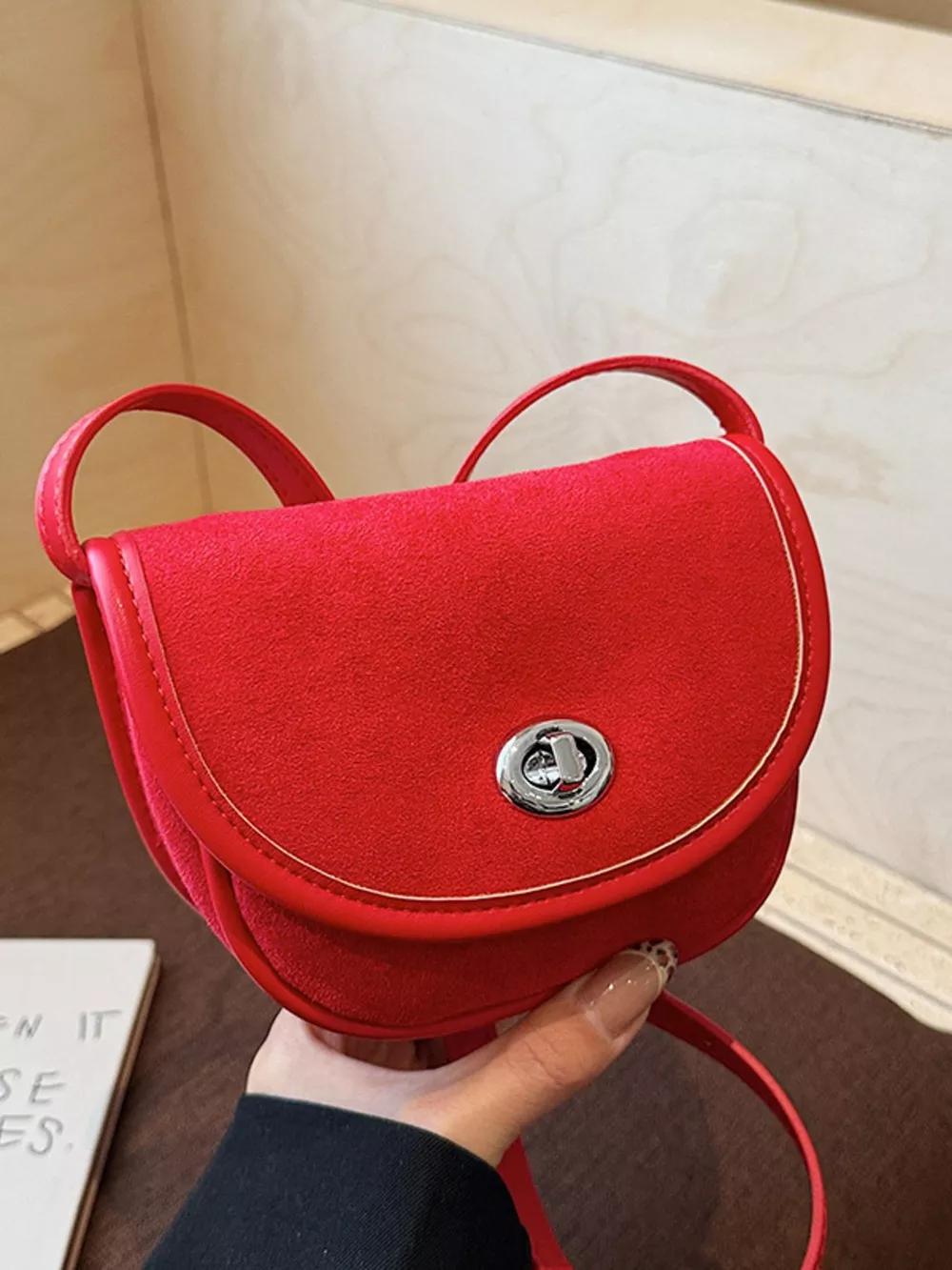 Suede Flap Crossbody Bag, image 5
