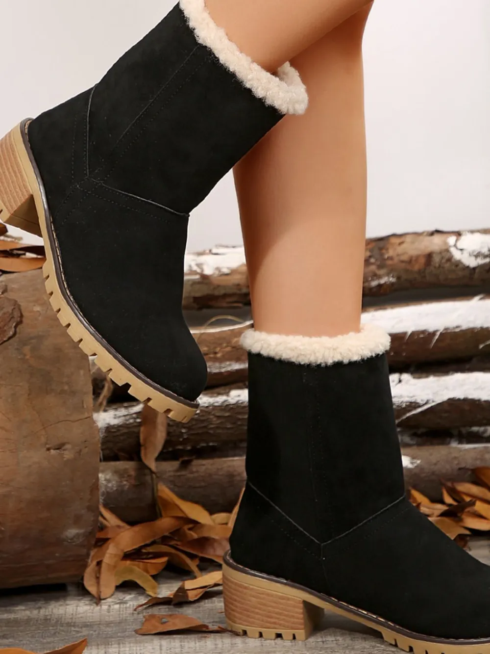 Thermal Fuzzy Block Heel Boots, image 15