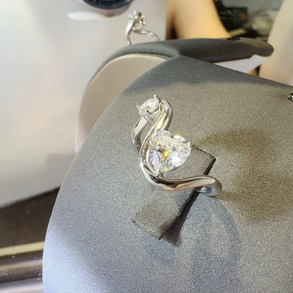 1.3 Carat Moissanite 925 Sterling Silver Irregular Shape Ring, image 2